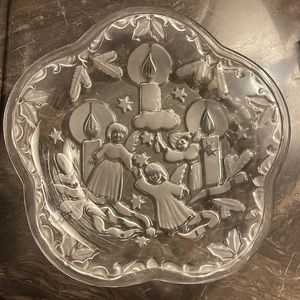 Vintage Walther Glas Mikasa Germany Holiday Collection clear crystal dish